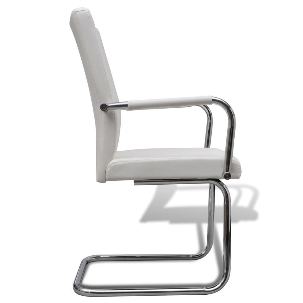 vidaXL Freischwinger 6 Stk. Weiß Kunstleder