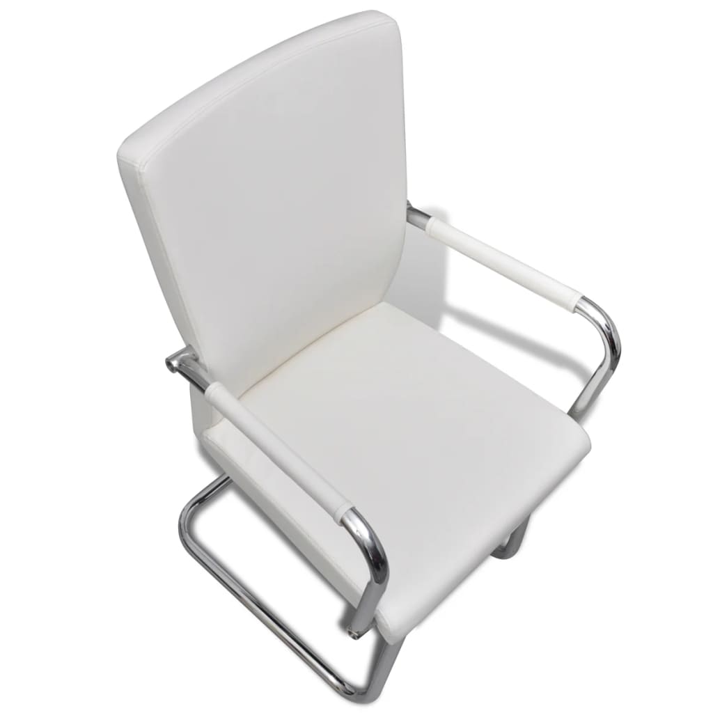 vidaXL Freischwinger 6 Stk. Weiß Kunstleder