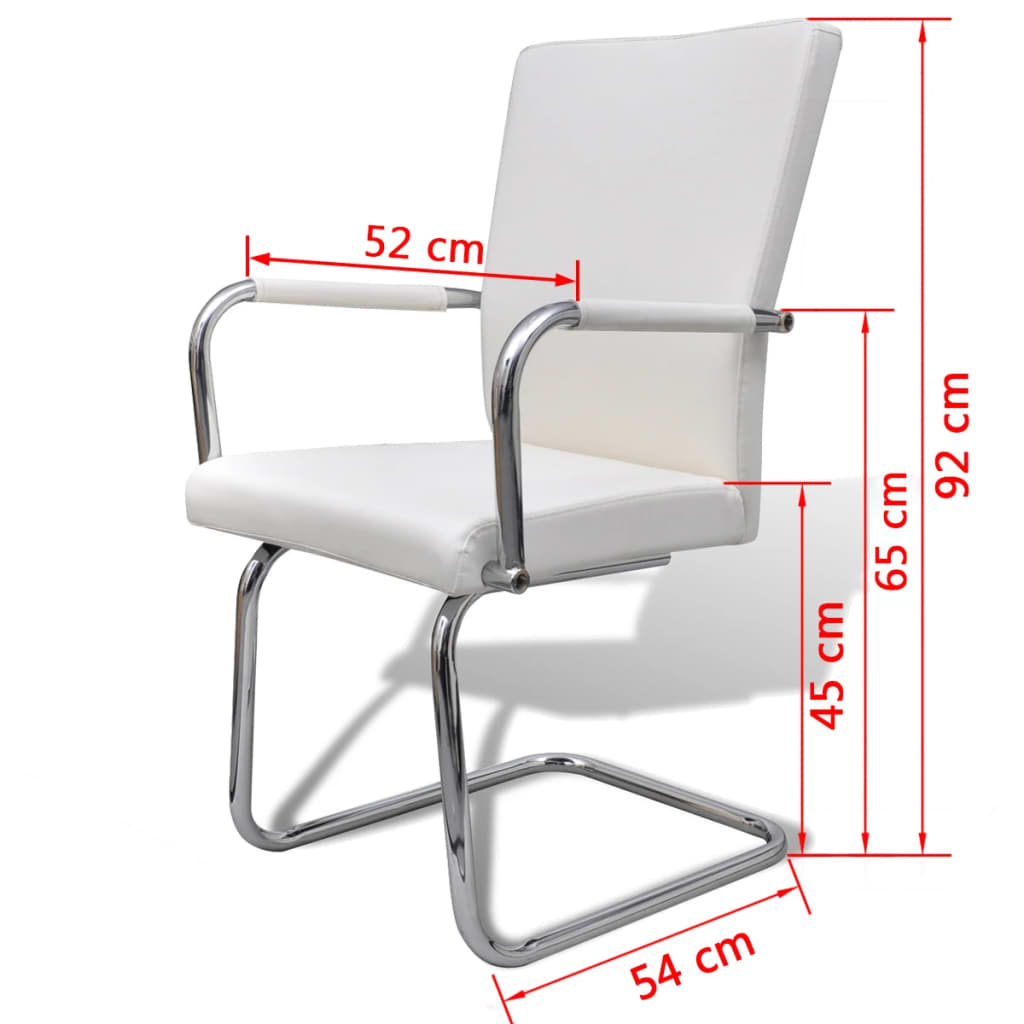 vidaXL Freischwinger 6 Stk. Weiß Kunstleder