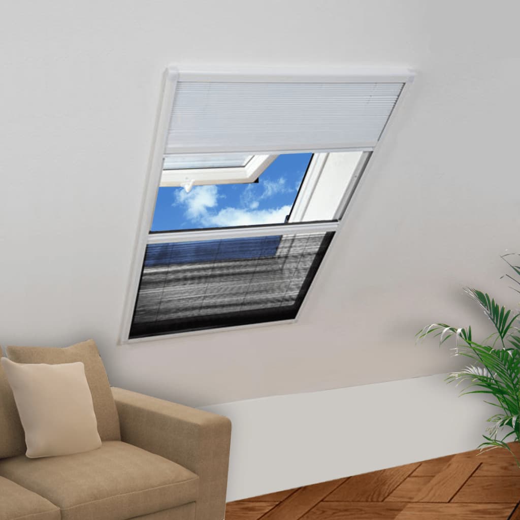vidaXL Plisse Insektenschutzfenster mit Jalousie Aluminium 160×80 cm