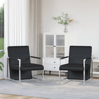 vidaXL Sessel 2 Stk. Verchromtes Gestell Schwarz Kunstleder