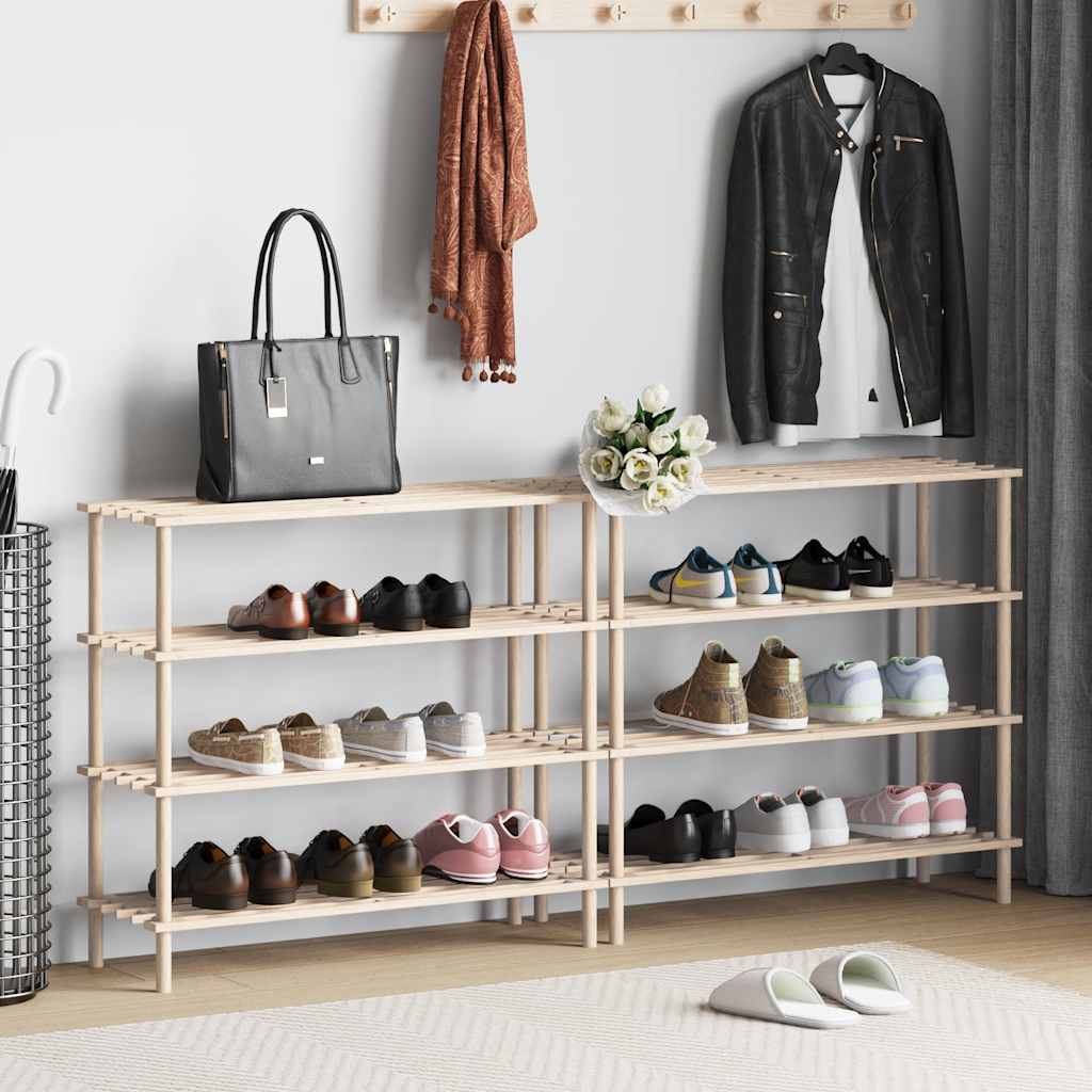 vidaXL Schuhregale mit 4 Böden 2 Stk. Massivholz Tanne