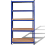 vidaXL Lagerregal mit 5 Böden Blau Stahl & Holzwerkstoff