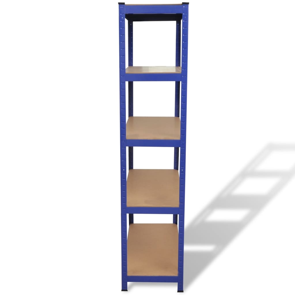 vidaXL Lagerregal mit 5 Böden Blau Stahl & Holzwerkstoff