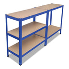 vidaXL Lagerregal mit 5 Böden Blau Stahl & Holzwerkstoff