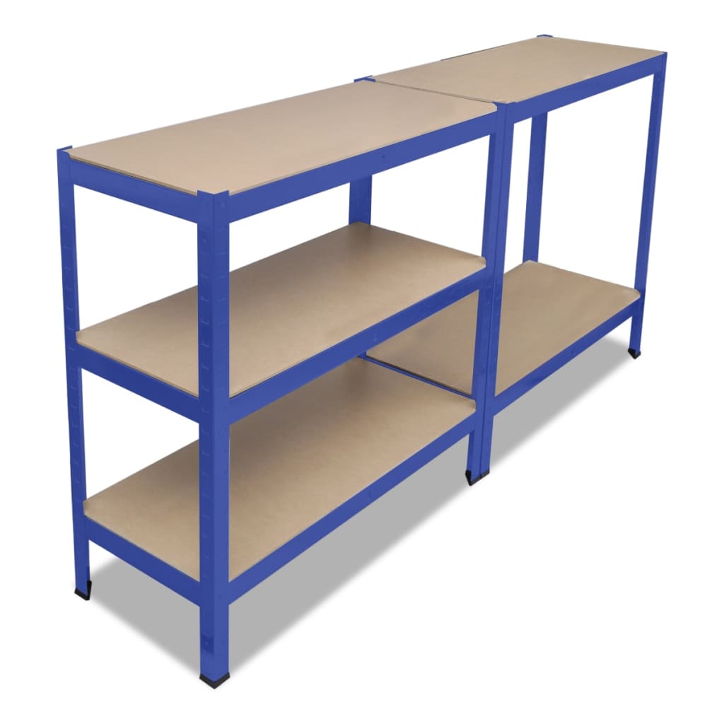 vidaXL Lagerregal mit 5 Böden Blau Stahl & Holzwerkstoff