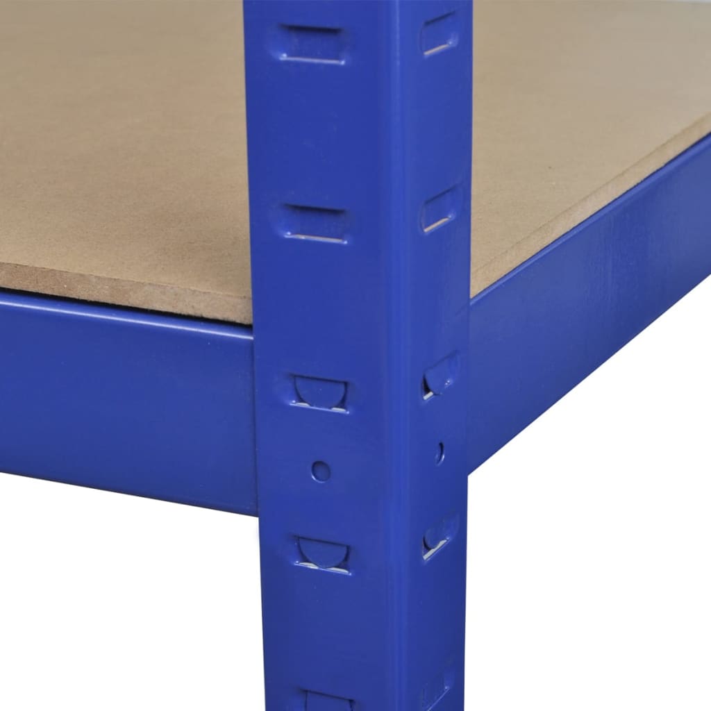 vidaXL Lagerregal mit 5 Böden Blau Stahl & Holzwerkstoff