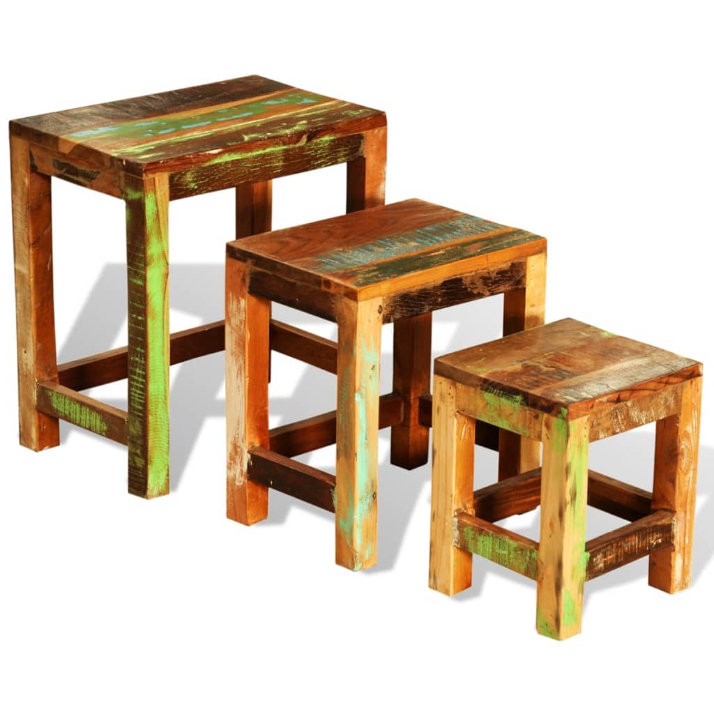 vidaXL 3-tlg. Satztisch-Set Vintage Altholz