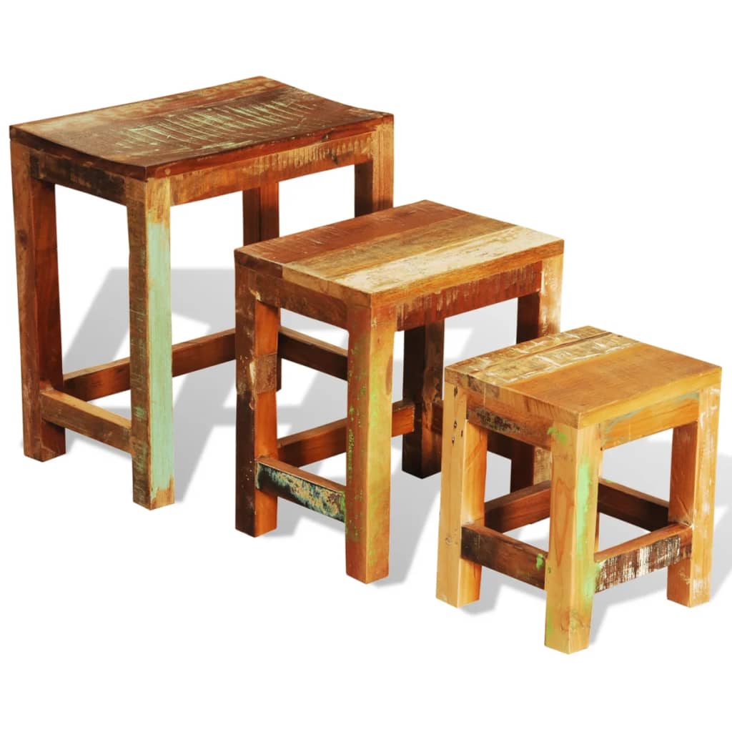 vidaXL 3-tlg. Satztisch-Set Vintage Altholz