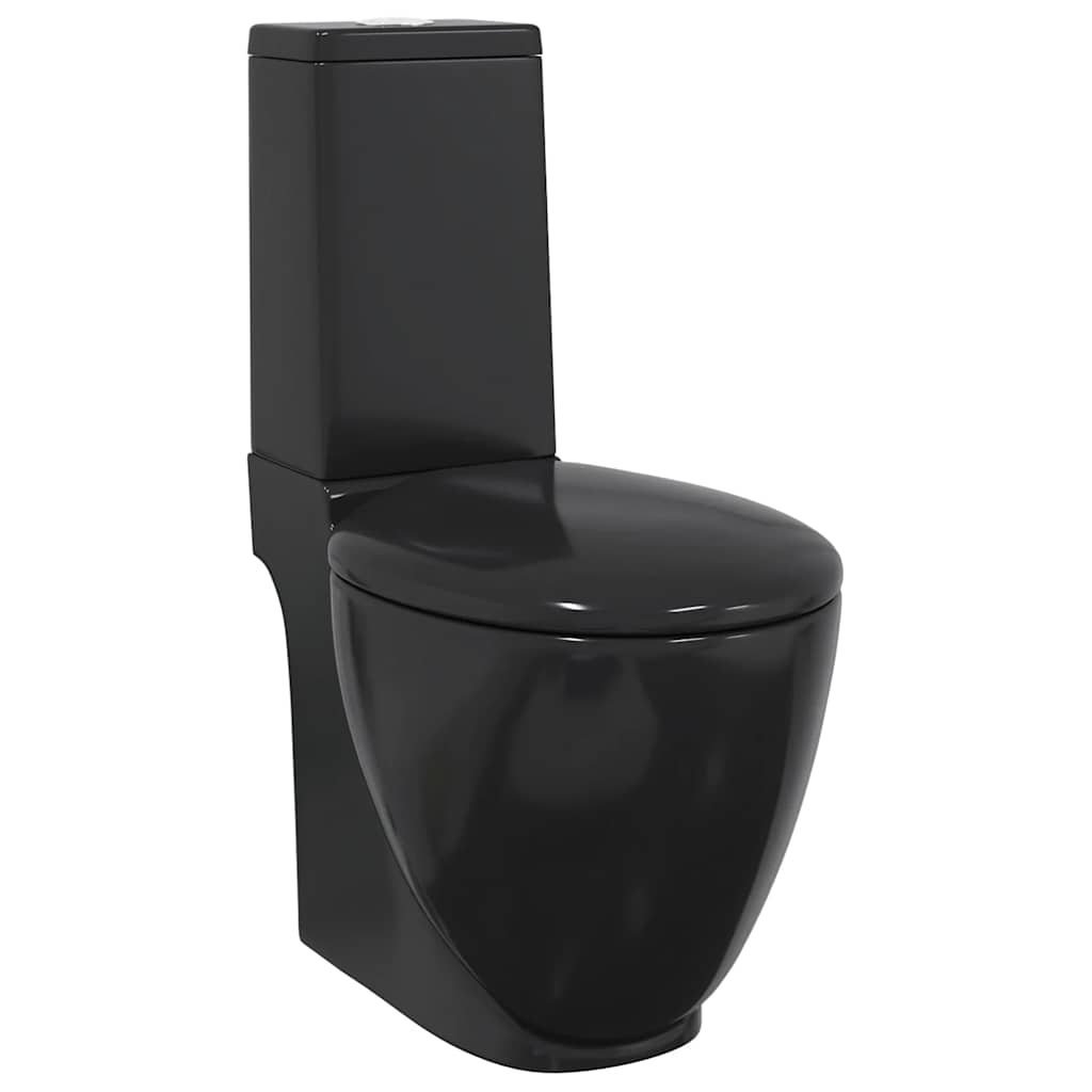 vidaXL Toilette Rund Keramik Schwarz