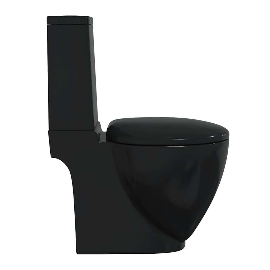 vidaXL Toilette Rund Keramik Schwarz