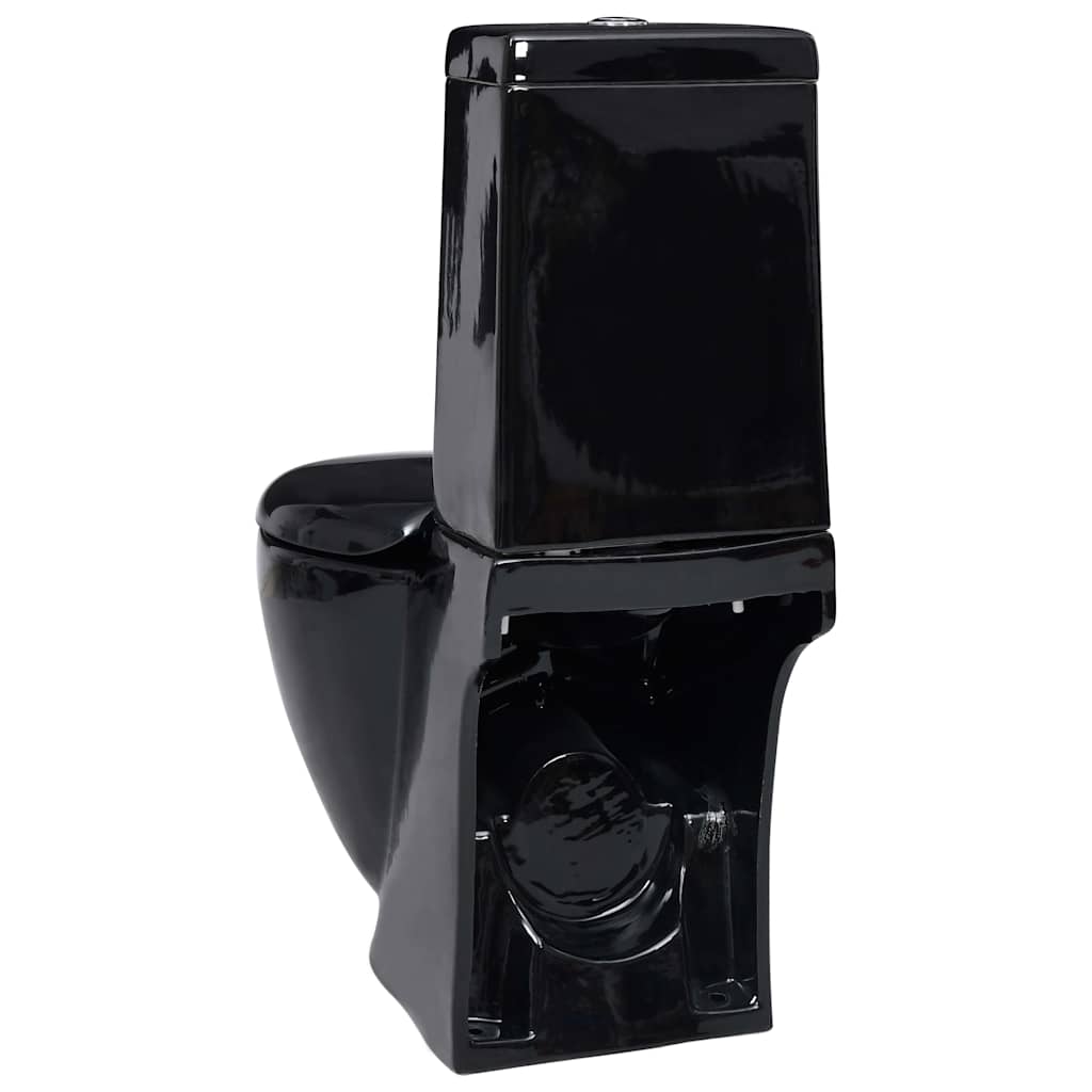 vidaXL Toilette Rund Keramik Schwarz