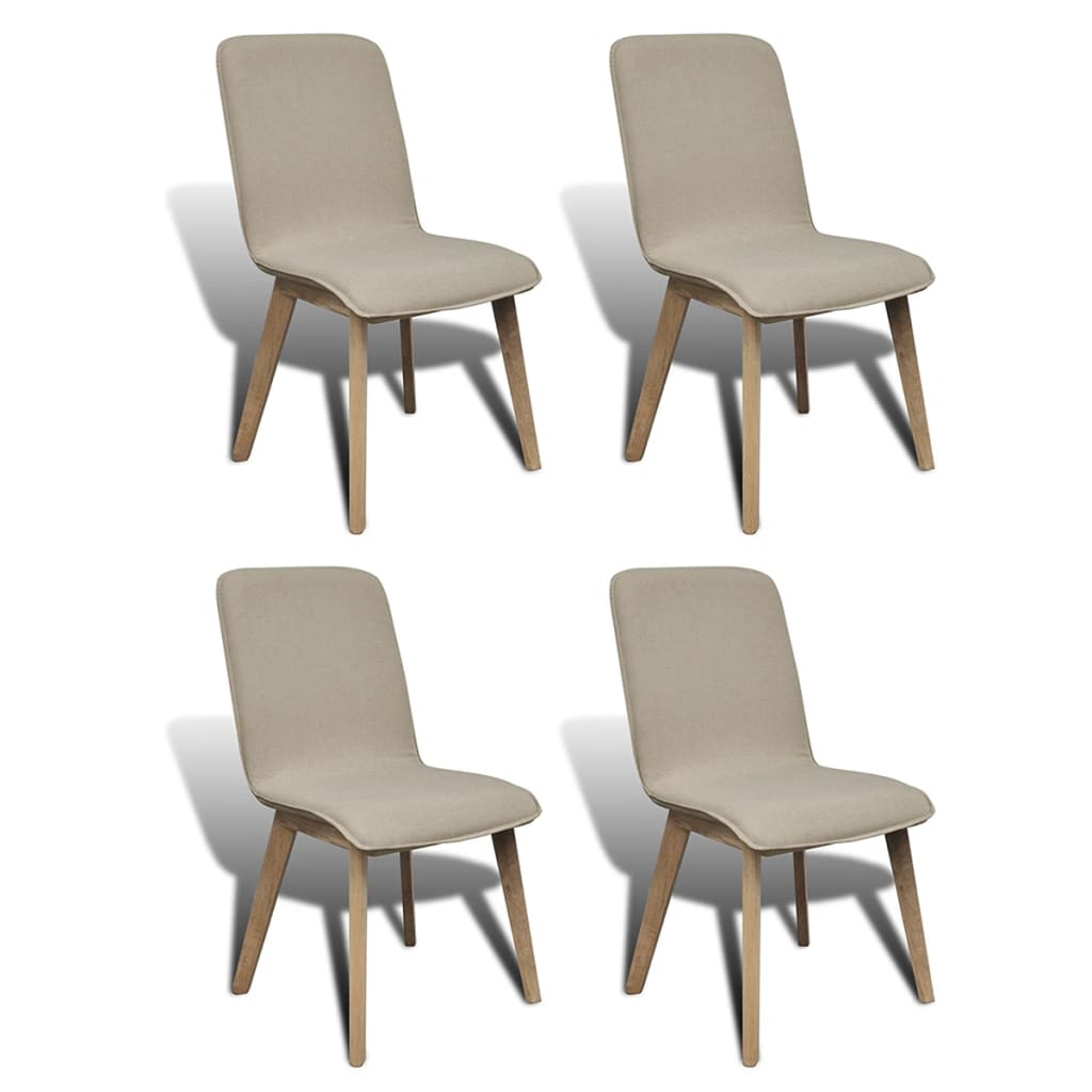 vidaXL Esszimmerstühle 4 Stk. Beige Stoff und Massivholz Eiche