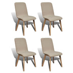 vidaXL Esszimmerstühle 4 Stk. Beige Stoff und Massivholz Eiche