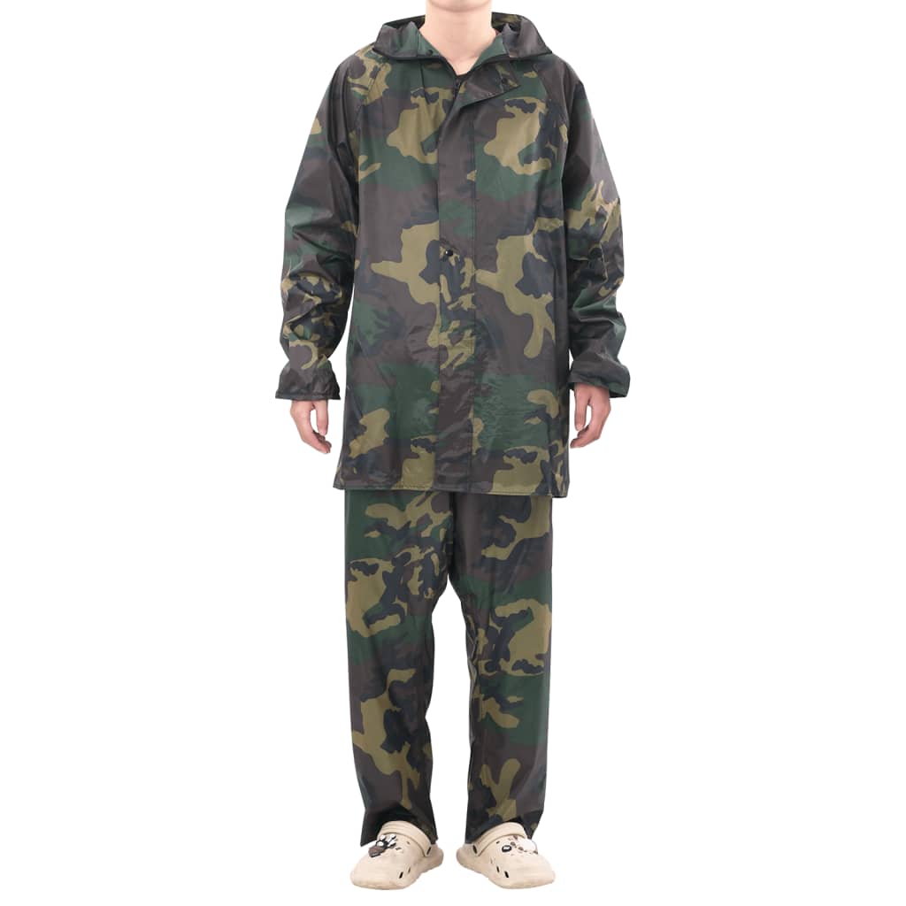 Tarnfarben Regenbekleidung für Männer 2-teilig mit Kapuze Größe L