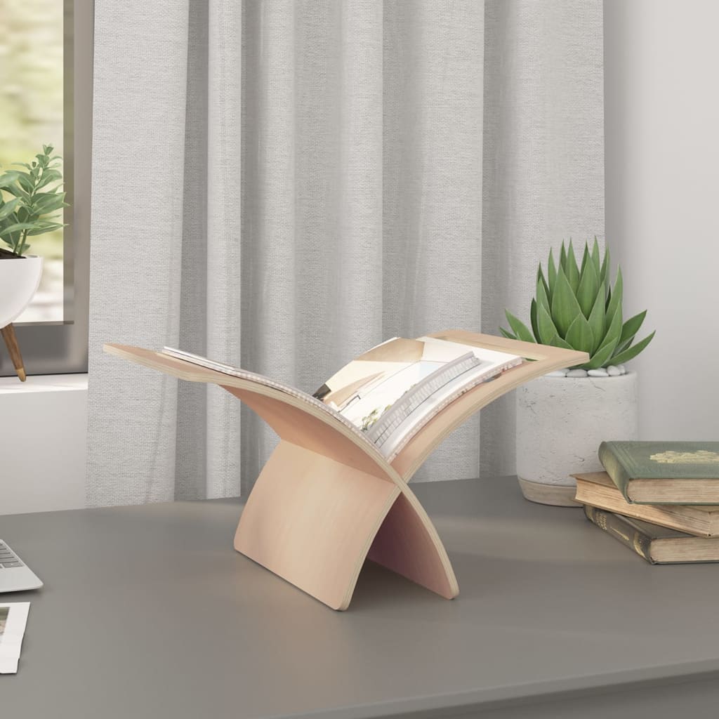 vidaXL Zeitungsständer Holz Freistehend Natur