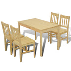 Esstisch Holztisch mit 4 Holzstühlen Esszimmerset Essgruppe