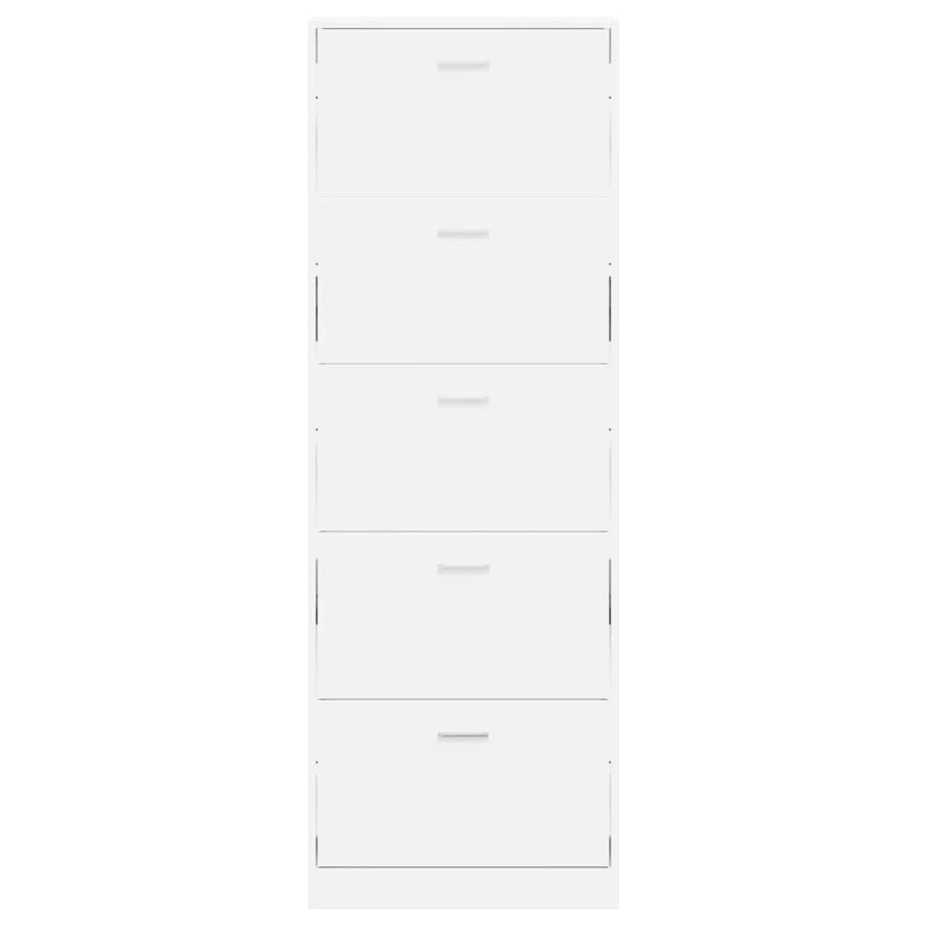 vidaXL Schuhschrank mit 5 Schuhkippern Weiß Holz