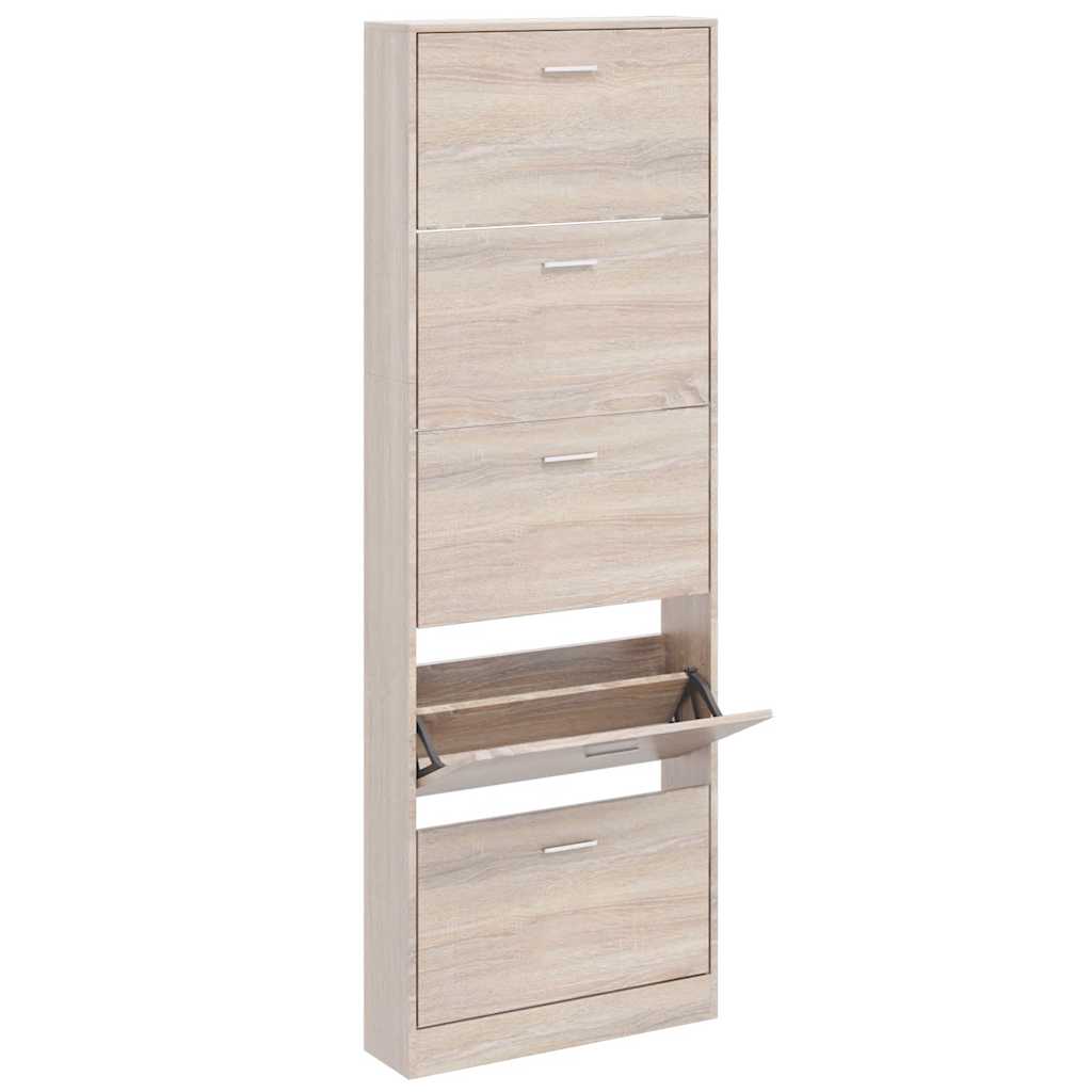 vidaXL Schuhschrank mit 5 Schuhkippern Holz Eichen-Optik