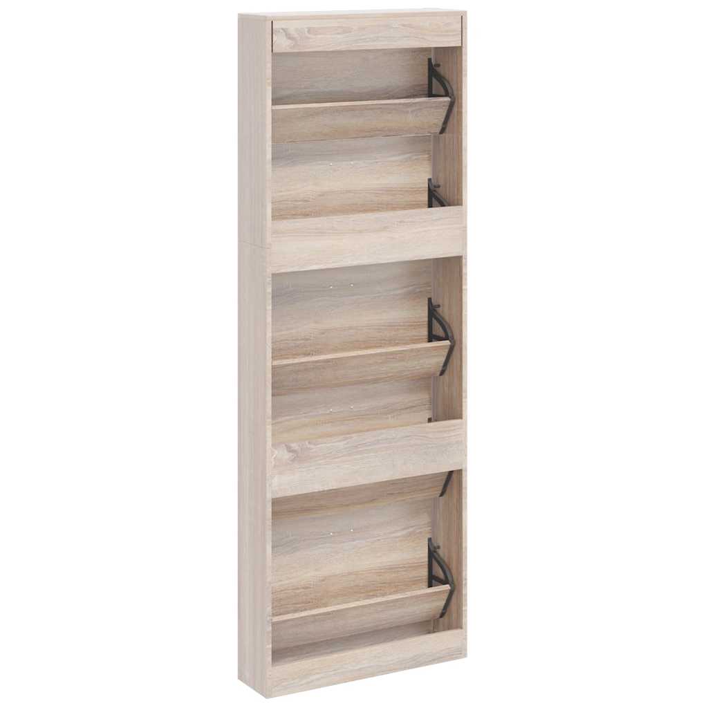 vidaXL Schuhschrank mit 5 Schuhkippern Holz Eichen-Optik