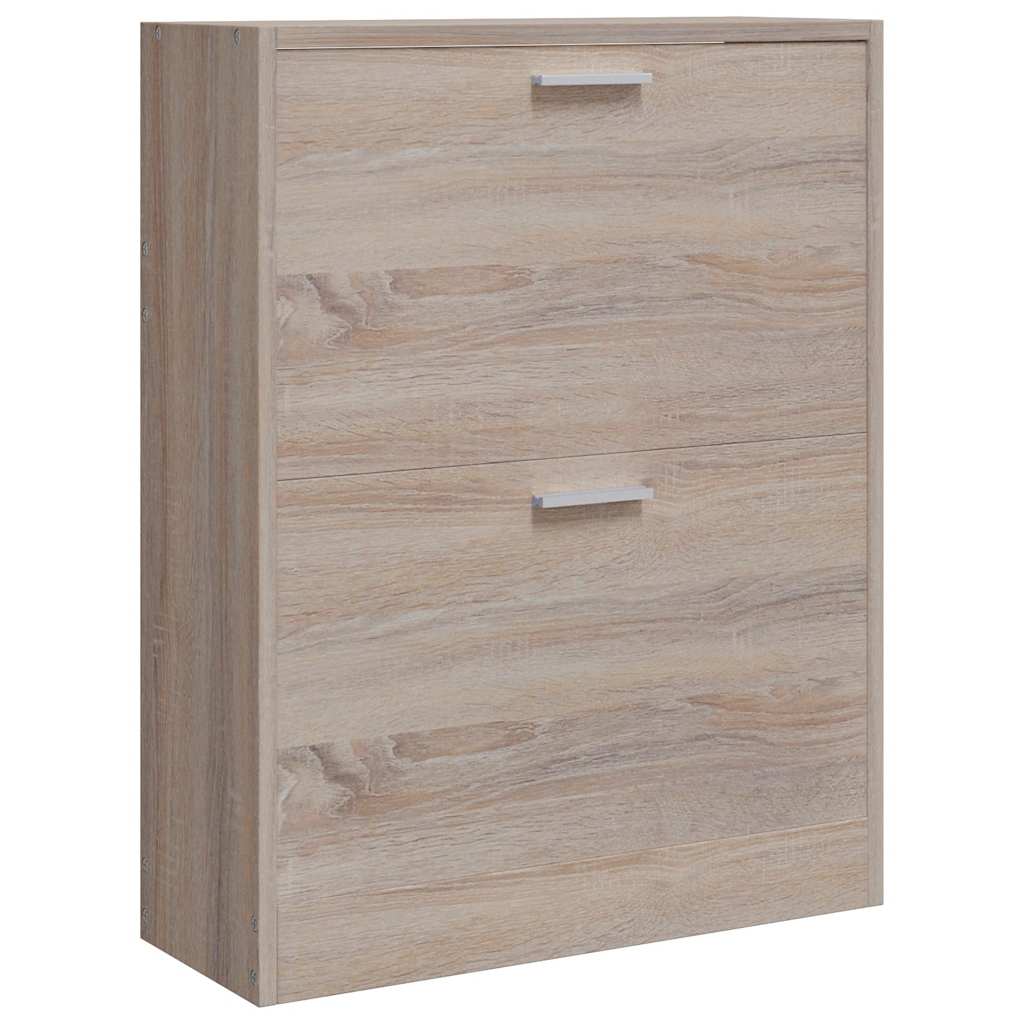 vidaXL Schuhschrank Holz in Eichen-Optik mit 2 Schuhkippern