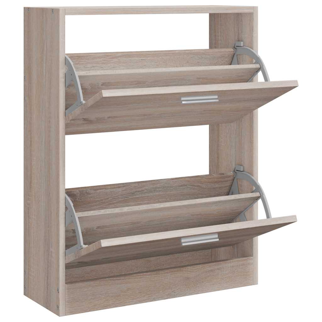 vidaXL Schuhschrank Holz in Eichen-Optik mit 2 Schuhkippern