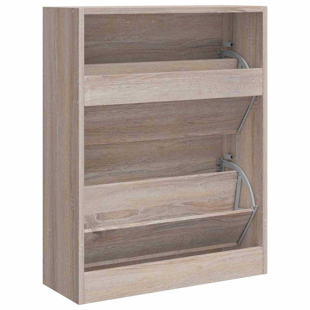 vidaXL Schuhschrank Holz in Eichen-Optik mit 2 Schuhkippern