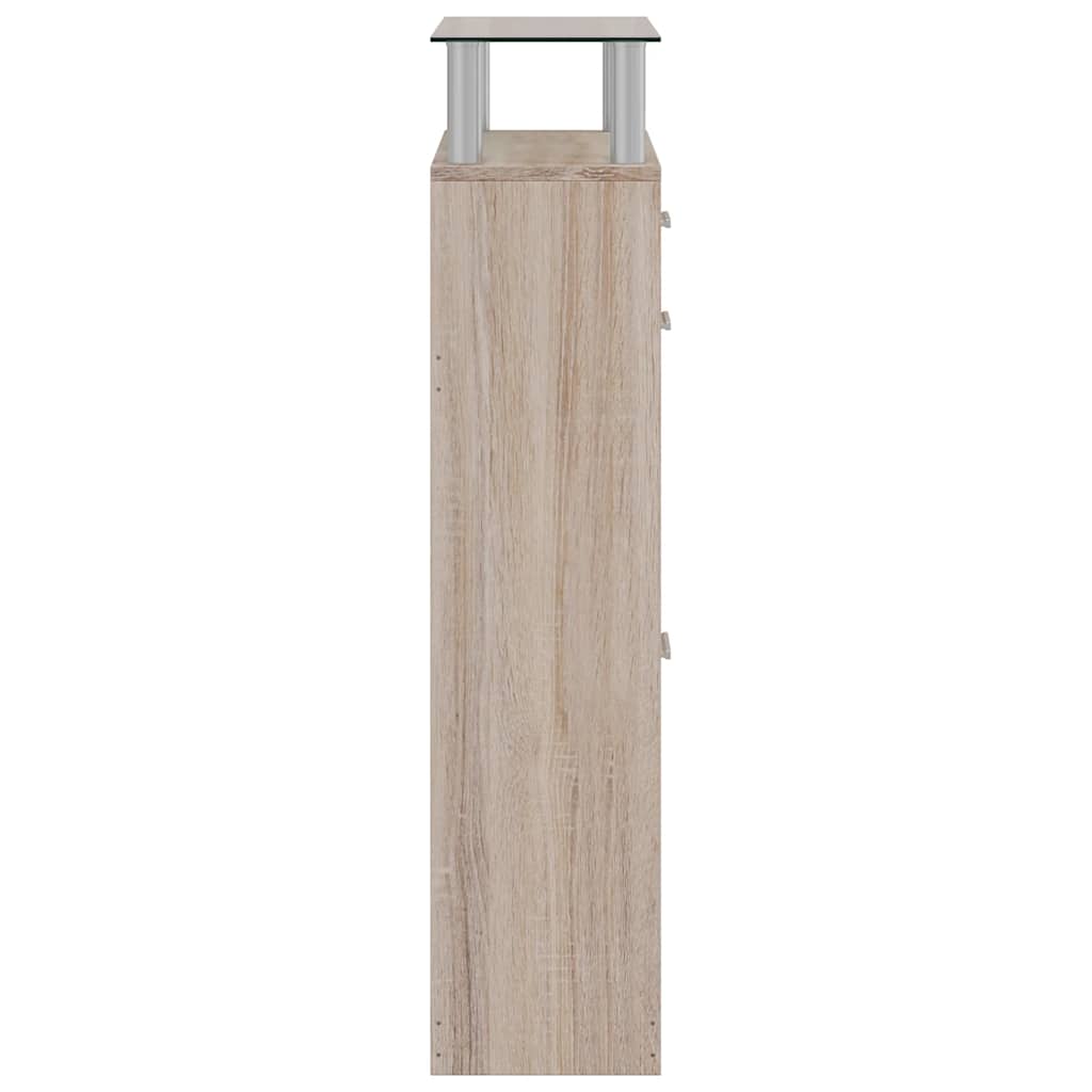 vidaXL Schuhschrank mit Schubfach & oberes Glasregal Holz Eichenoptik
