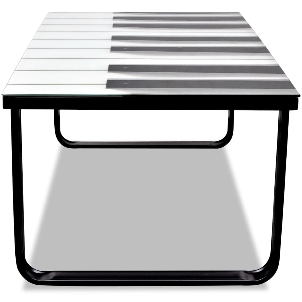 vidaXL Couchtisch mit Glasplatte Klavier-Aufdruck