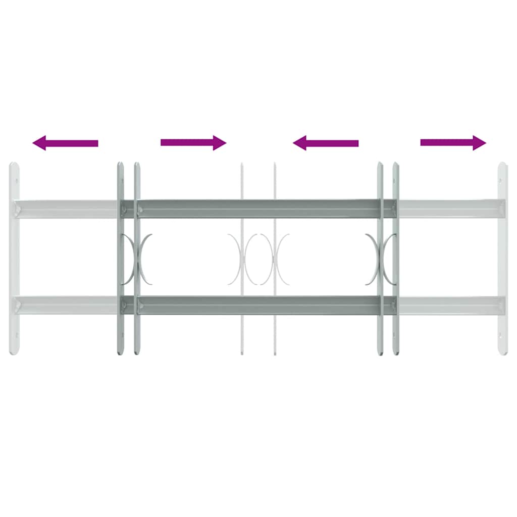vidaXL Fenstergitter Verstellbar mit 2 Querstäben 500-650 mm