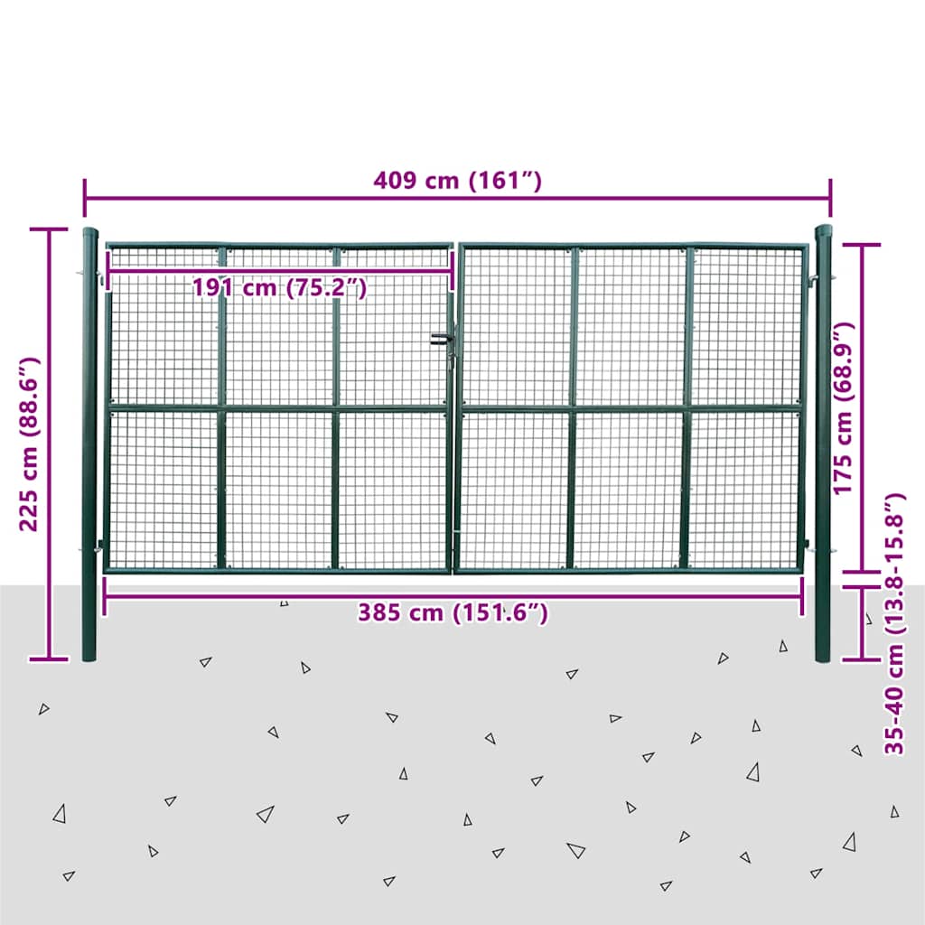 vidaXL Maschen-Gartentor 400x175 cm