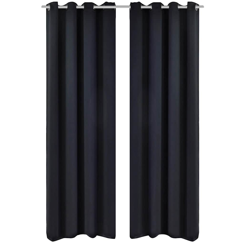 Verdunkelungs-Vorhänge mit Metallringen 135 x 245 cm Schwarz blackout