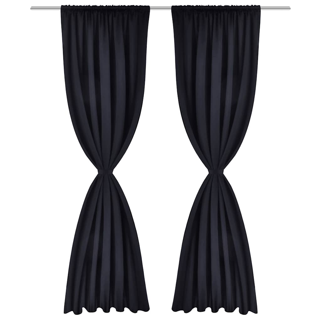 Verdunkelungs-Vorhänge mit Schlaufen 135 x 245 cm Schwarz blackout