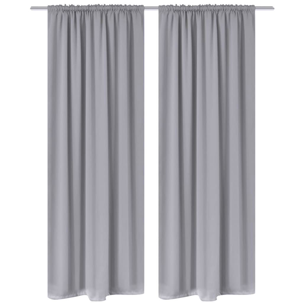 2 Stk. Grau Verdunkelungs-Vorhänge mit Schlitzkopf 135 x 245 cm