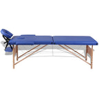 vidaXL Massageliege Klappbar 2-Zonen mit Holzgestell Blau