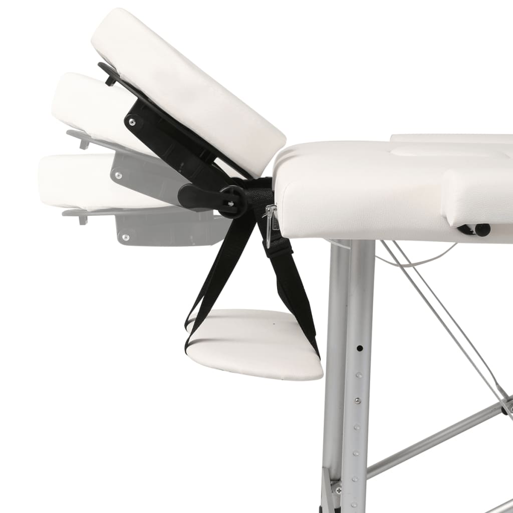 vidaXL Massageliege Klappbar 2-Zonen mit Aluminiumgestell Cremeweiß