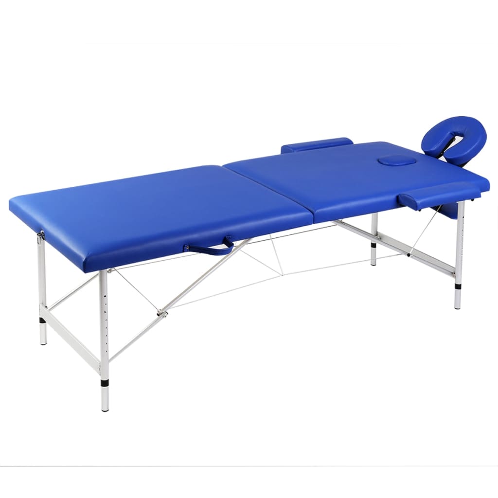 vidaXL Massageliege Klappbar 2-Zonen mit Aluminiumgestell Cremeweiß