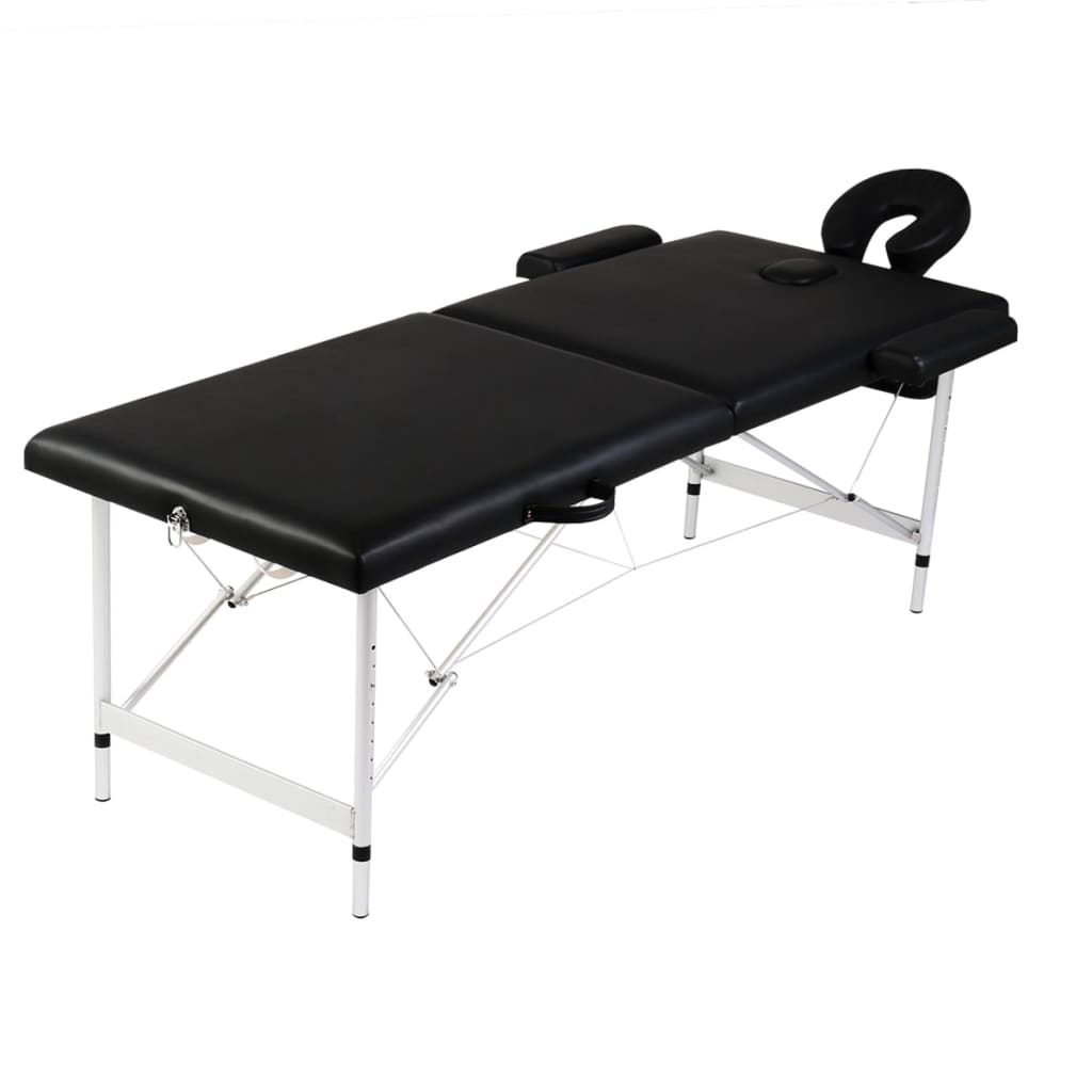 vidaXL Massageliege Klappbar 2-Zonen mit Aluminiumgestell Cremeweiß