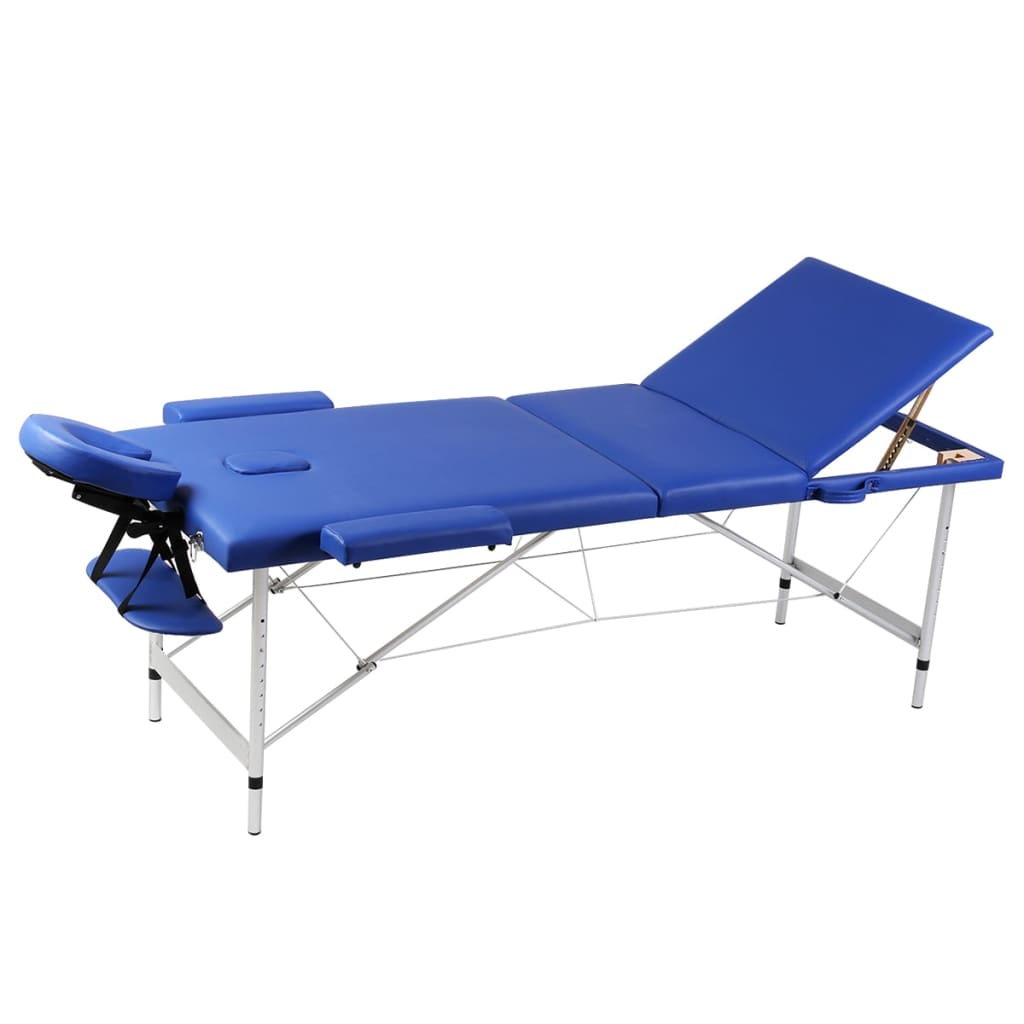 Massagetisch mit Aluminiumrahmen, faltbar 3 Zonen Creme-Weiß