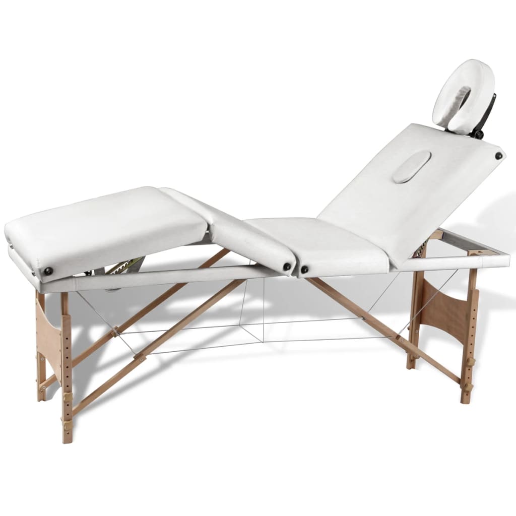 vidaXL Massageliege Klappbar 4-Zonen mit Holzgestell Schwarz