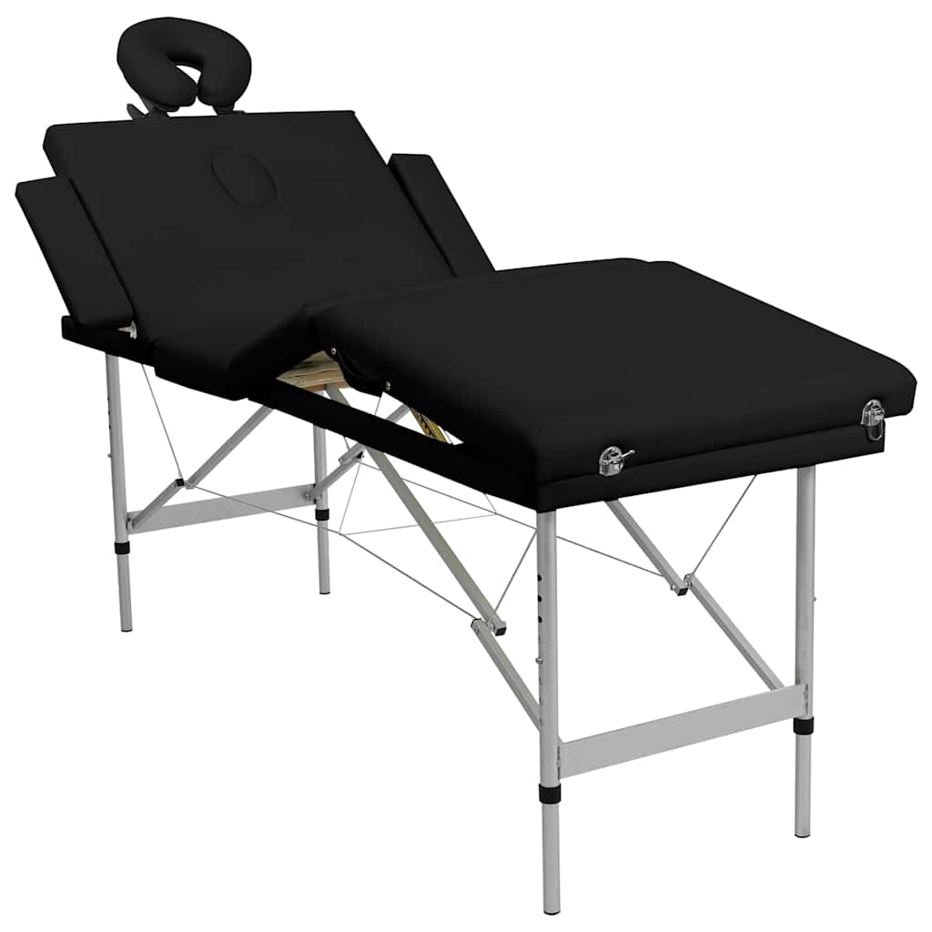 vidaXL Massageliege Klappbar 4-Zonen mit Aluminiumgestell Schwarz