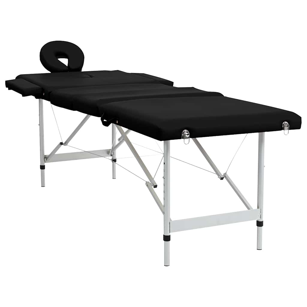 vidaXL Massageliege Klappbar 4-Zonen mit Aluminiumgestell Schwarz
