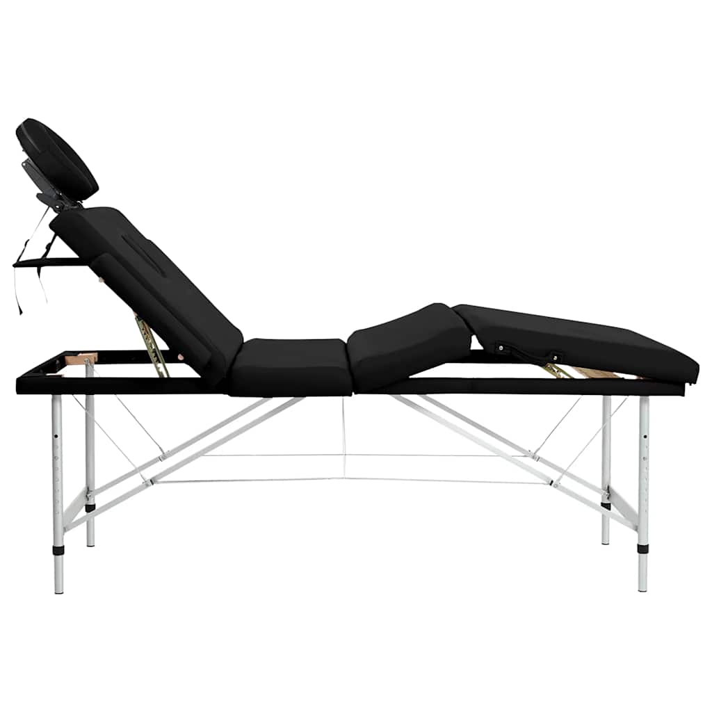 vidaXL Massageliege Klappbar 4-Zonen mit Aluminiumgestell Schwarz