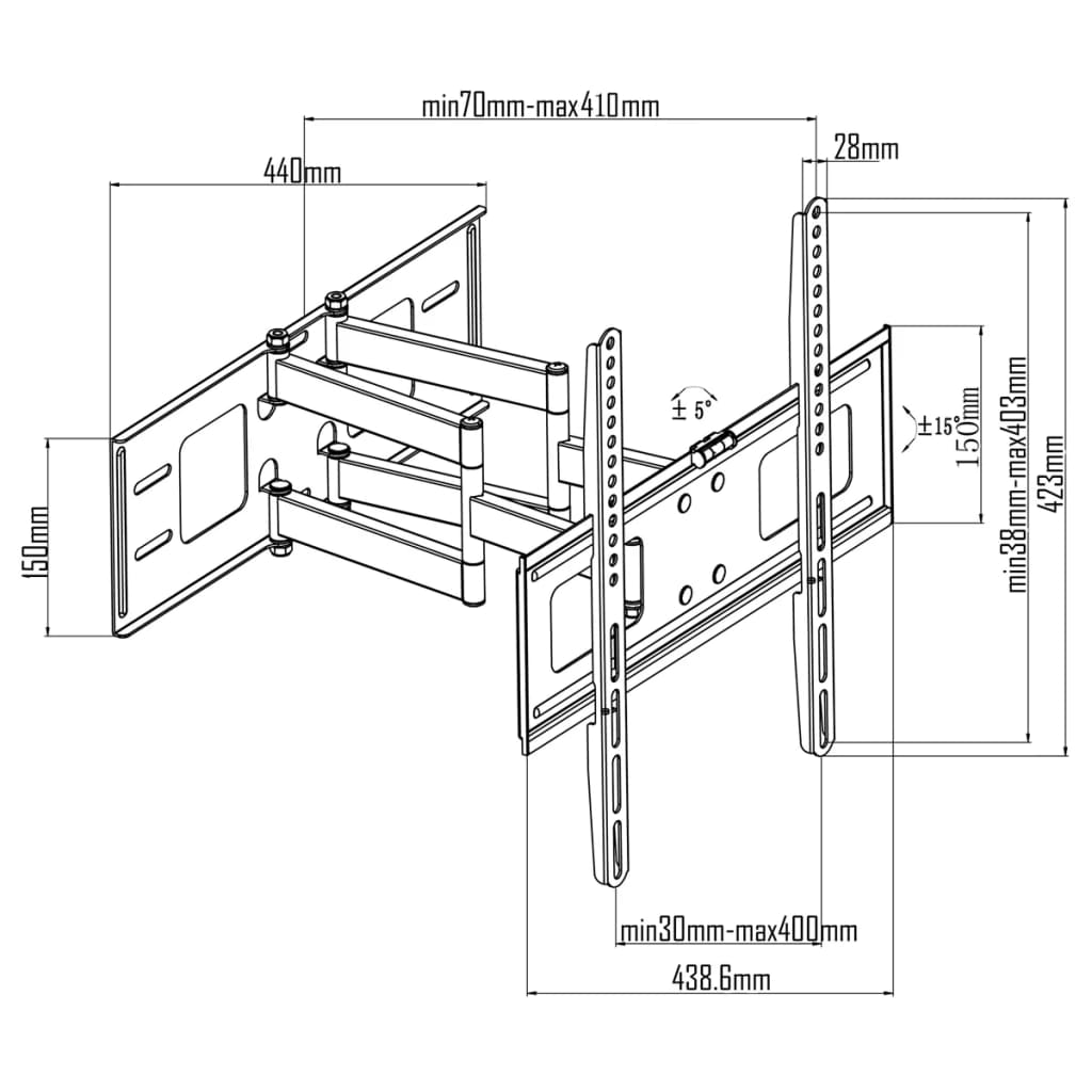 vidaXL Zweiarmige TV Wandhalterung schwenkbar kippbar 3D 400 x 400 mm 32" - 55"