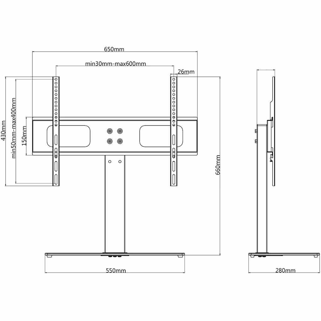 vidaXL TV-Ständer für 37-55 Zoll Bildschirme Max VESA 600x400 mm 40kg