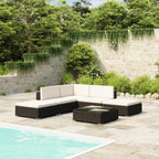 vidaXL 6-tlg. Garten-Lounge-Set mit Auflagen Poly Rattan Braun