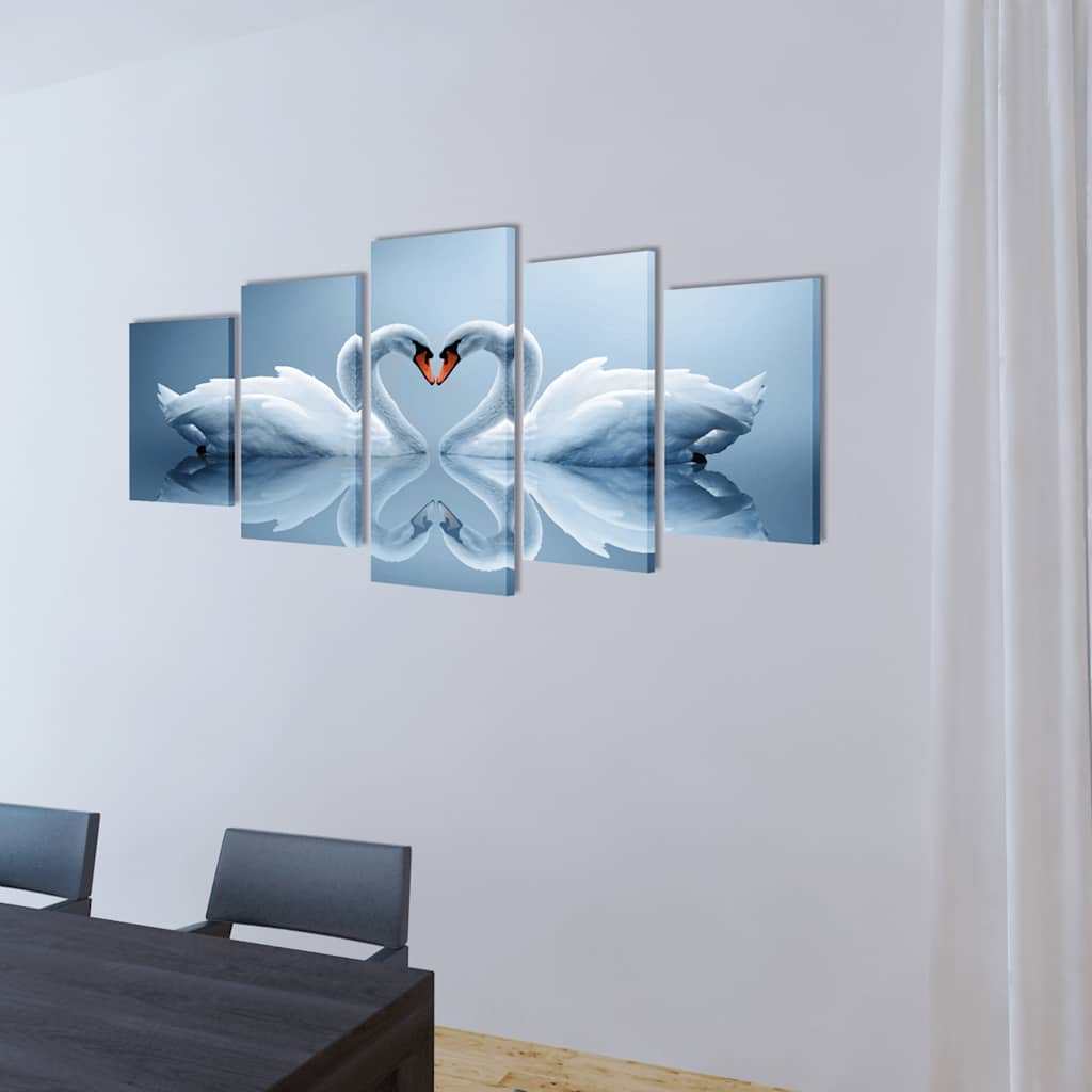 Bilder Dekoration Set Schwan 100 x 50 cm