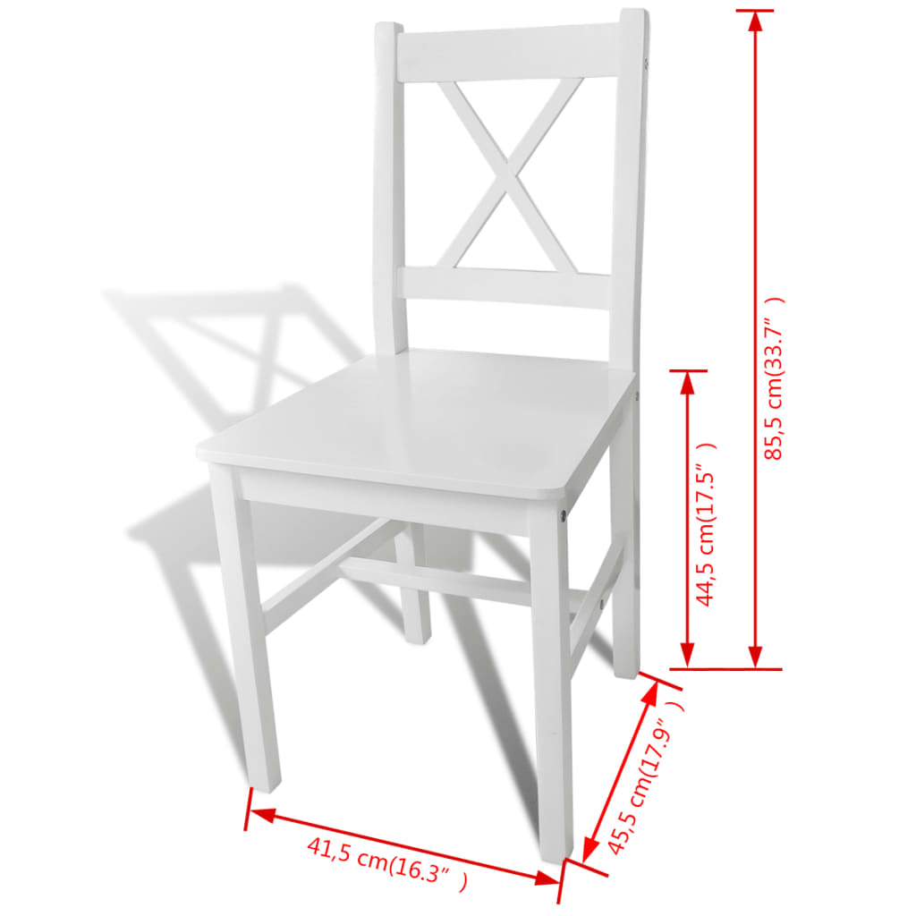 vidaXL Esszimmerstühle 2 Stk. Weiß Kiefernholz