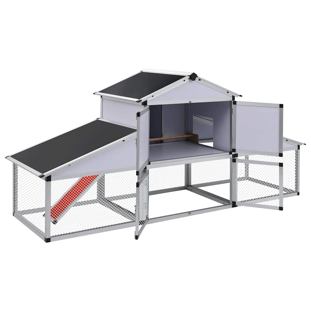vidaXL Hühnerstall mit Freilaufgehege und Nistkasten Aluminium