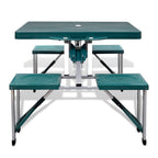 vidaXL Campingtisch mit 4 Hockern Klappbar Aluminium Extra Leicht Grün